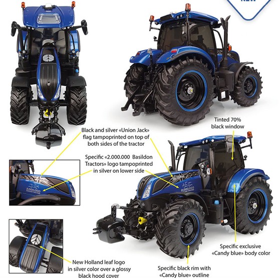 New Holland T7.225 2 Million Basildon Tractors Produced - 1:32